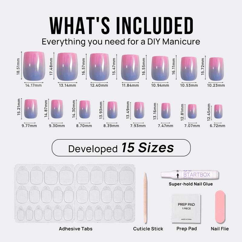 Mermaid Ombre Square Nails - Soft Gel Press On