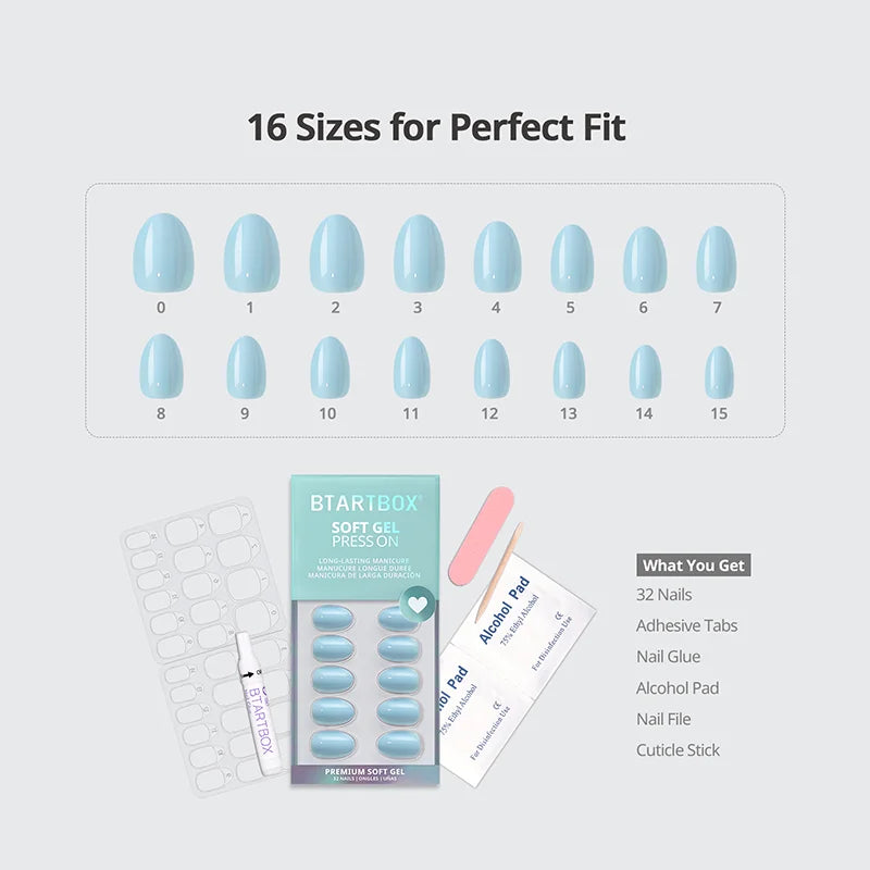 Sky Transition Almond Nails - Soft Gel Press On