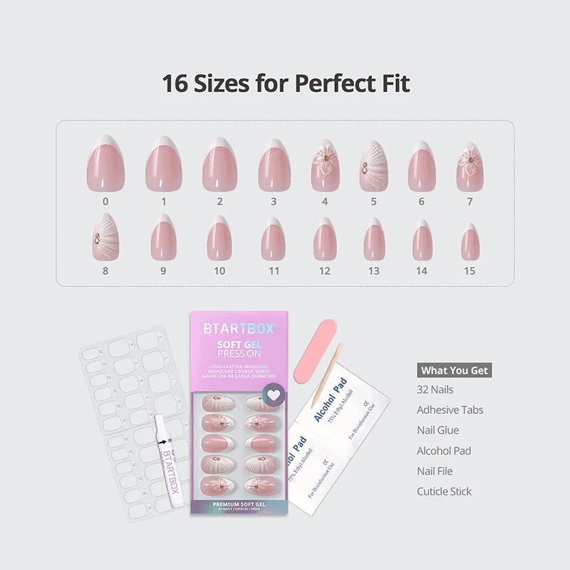 Dew-Kissed Bud Almond Nails - Soft Gel Press On