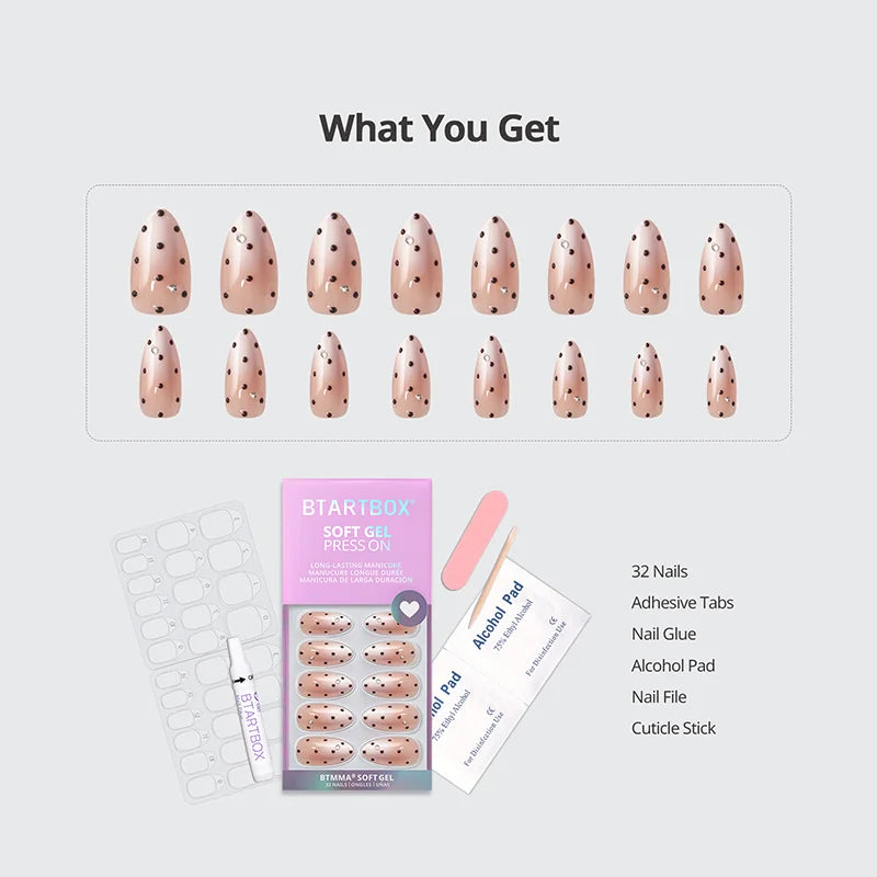Gala Polka Almond Nails - Soft Gel Press On