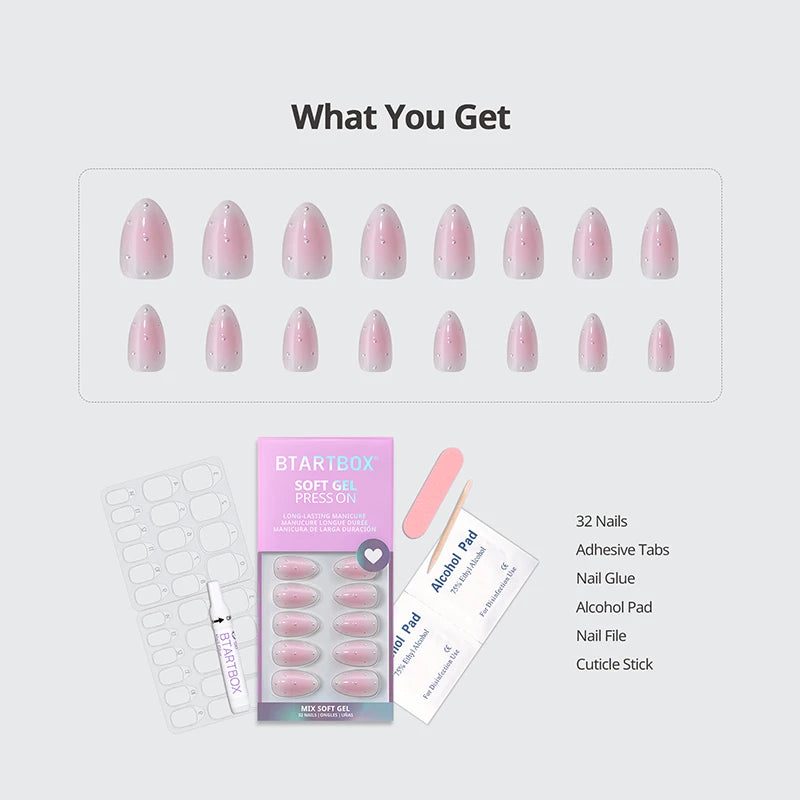 Shy Metal Almond Nails - Soft Gel Press On