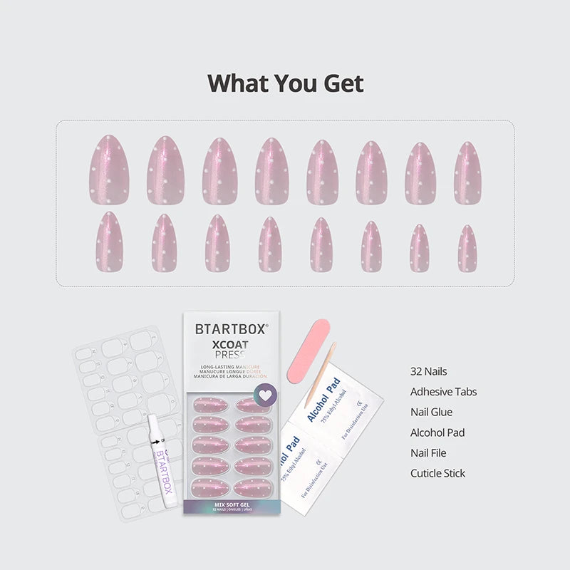 Polka-Dot Dress Almond Nails - XCOATPRESS