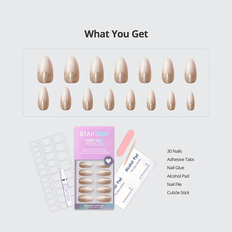 Champagne Frost Almond Nails - Soft Gel Press On