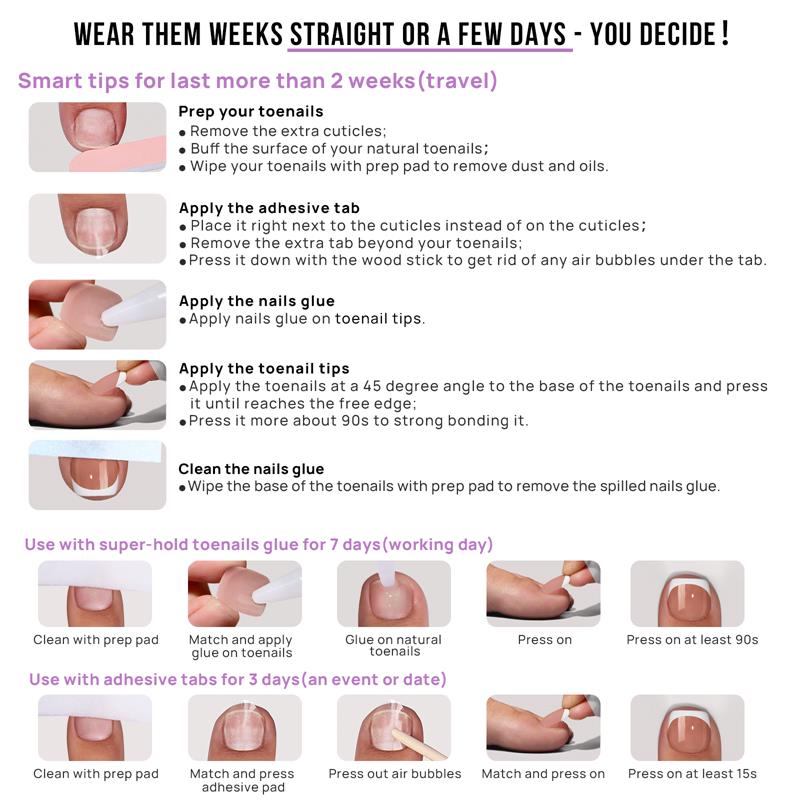 White French Champ Short Squoval - Press On Toe Nail