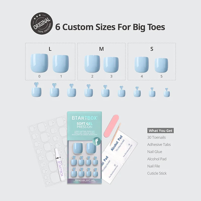 Soft Landing Square - Press On Toe Nail