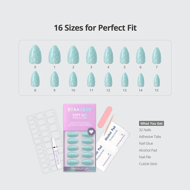 Dotted Overalls Almond Nails - Soft Gel Press On