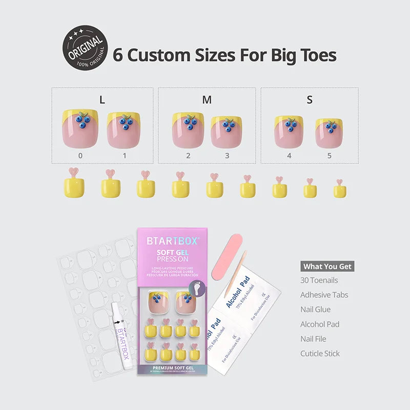 Blueberry Rain Square - Press On Toe Nail