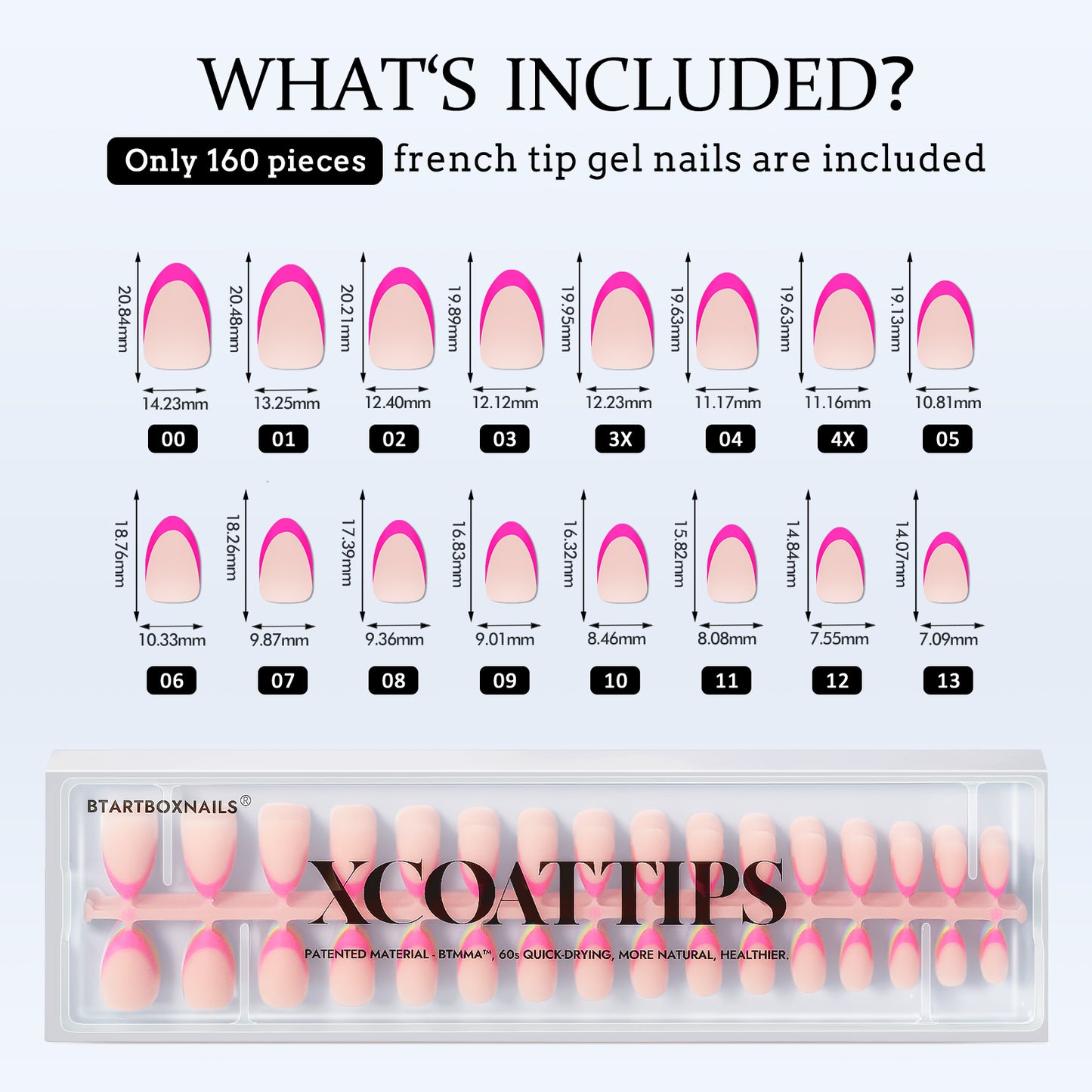 XCOATTIPS® French - Short Almond Brighter Pastel Tips
