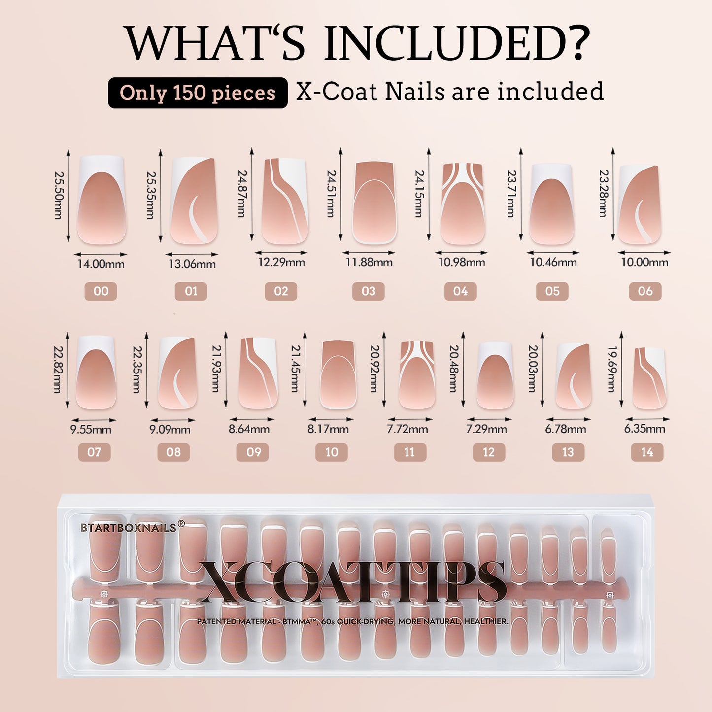 XCOATTIPS® French - Brown Long Square Pre-Designed Tips