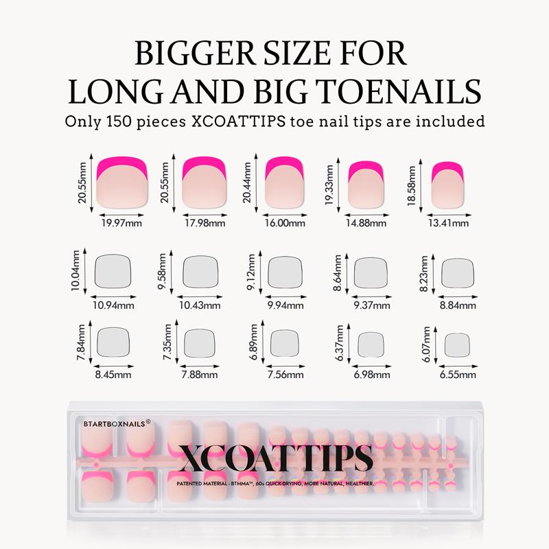 XCOATTIPS® Toe Nail - Long Squoval - Pastel French