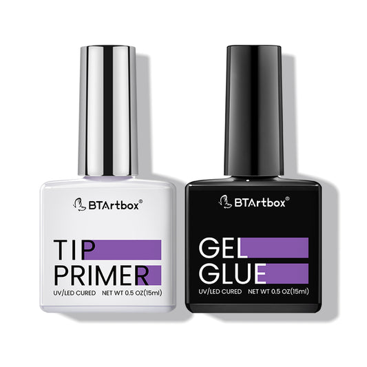 Gel Nail Glue and Tip Primer Set - Super Strong 4 in 1 for Fake Nails