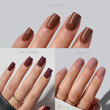 Warm Neutral Square Trio Press On Nails
