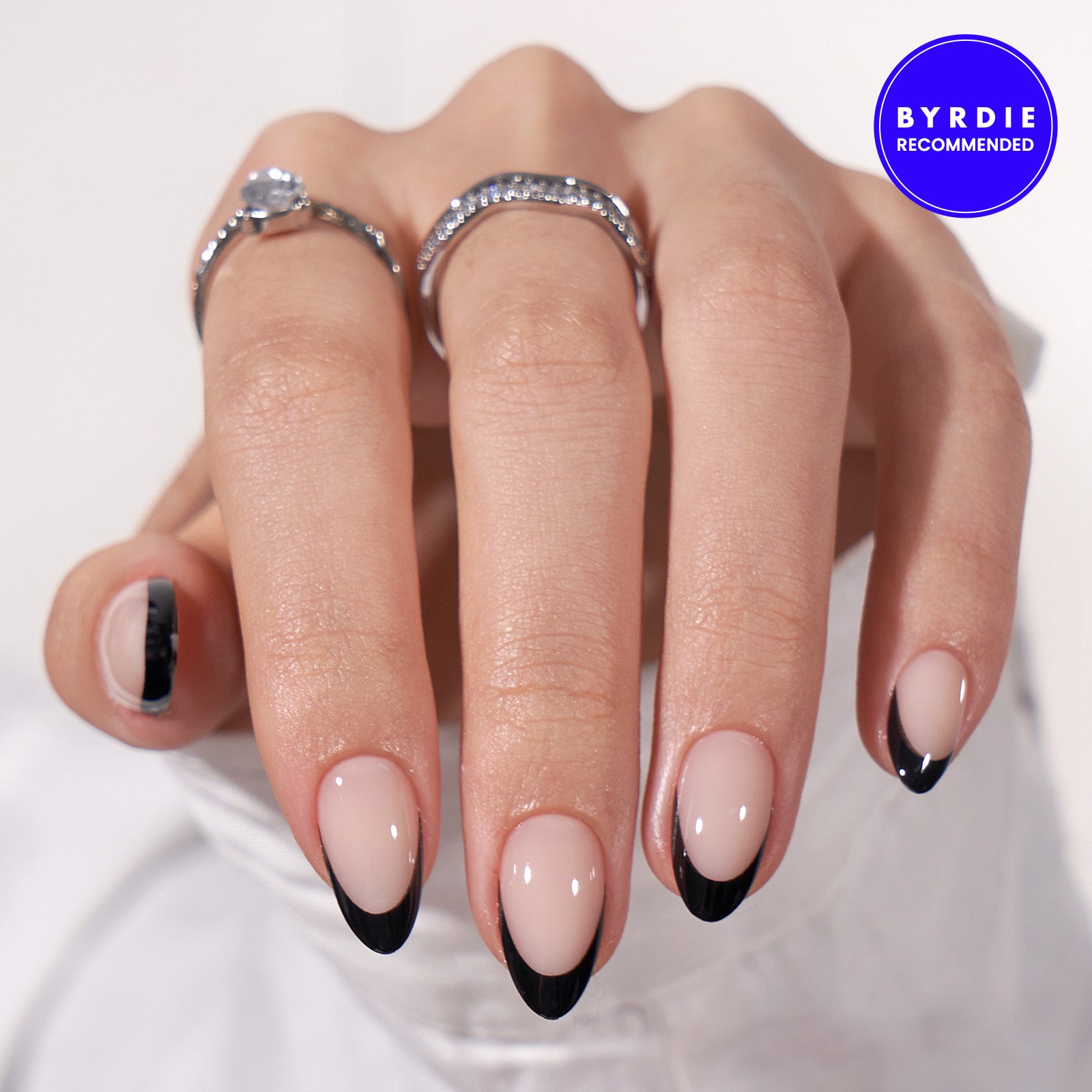 Black French Almond Nails