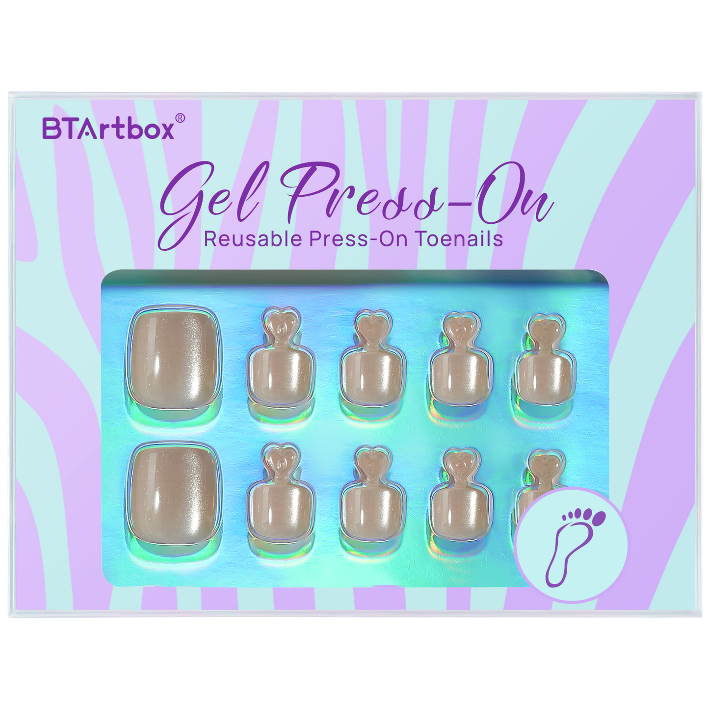 Nude Cat Eye Aurora Short Squoval - Press On Toe Nail