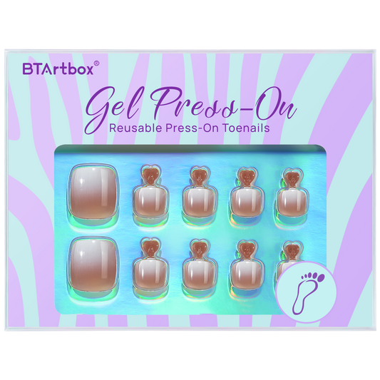 Nude Ombré Baby Boomer Short Squoval - Press On Toe Nail