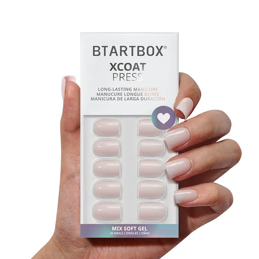 Heeled Neutral Square Nails - Soft Gel Press On