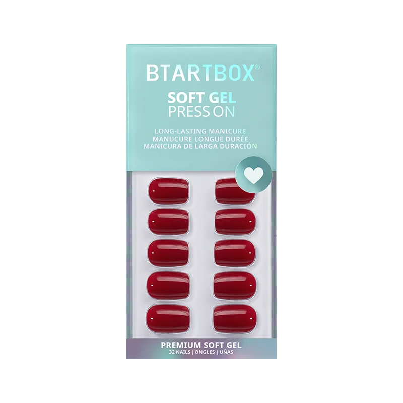 Rote Muse Squoval-Nägel - Soft-Gel-Klebestreifen