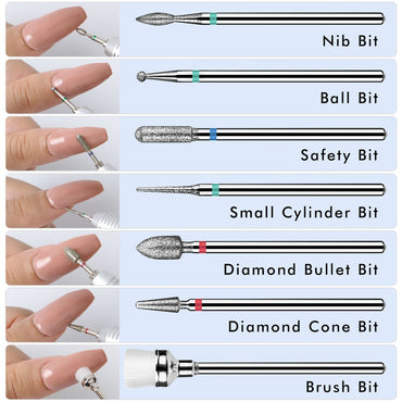Nagelbohrer-Bits – 10 Stück – silberfarben