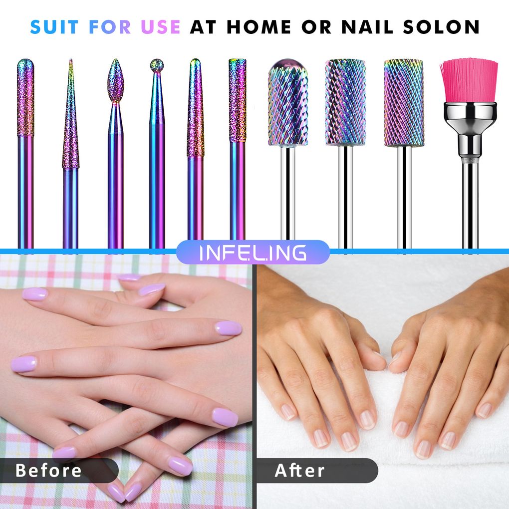 Nagelbohrer-Bits – 10 Stück – magische Farbe