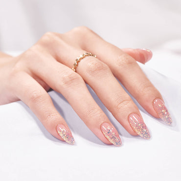 Ongles d’amande scintillants roses - Appuyez sur les ongles