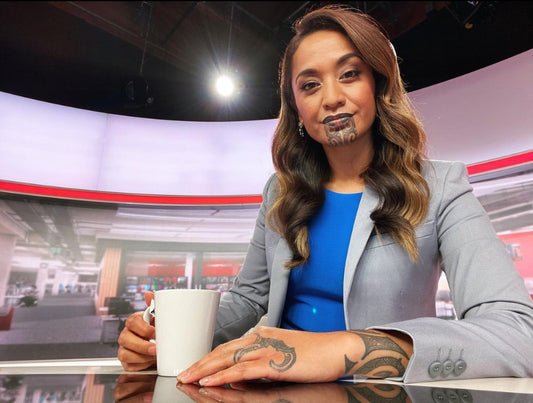 The First Women to Present News with Maori Face Tatto