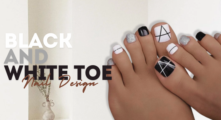 Black and White Toe Nail Designs