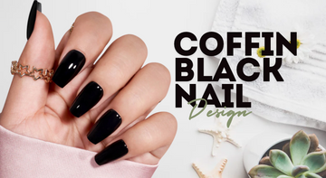 coffin black nail designs