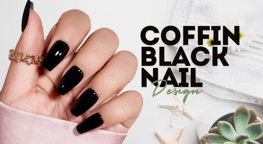 coffin black nail designs