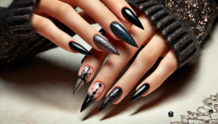 Black Stiletto Nail Designs 