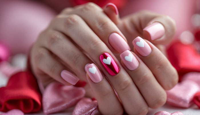 pink heart nail designs