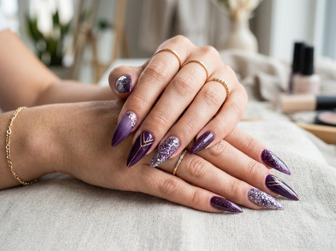 purple stiletto nails designs