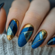 Blue and Gold Nail Designs