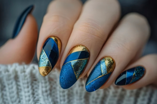 Blue and Gold Nail Designs