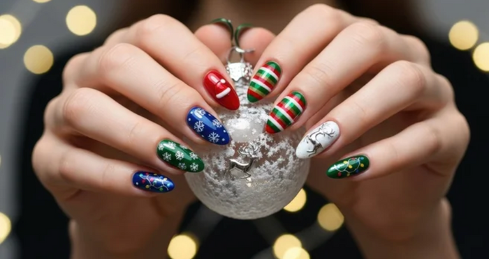 christmas lights nail designs