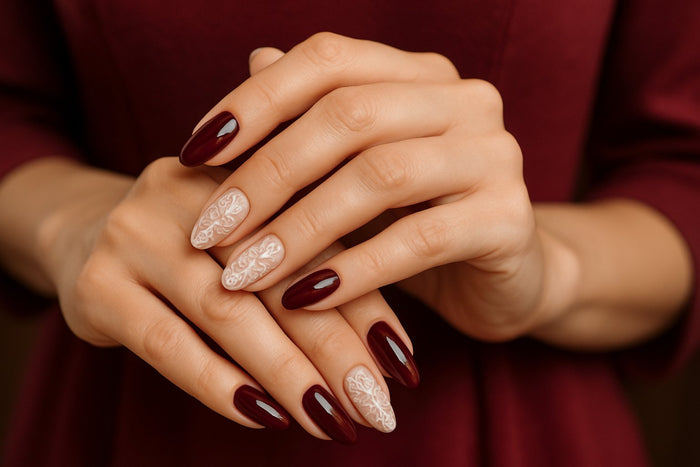 wedding nails for burgundy dress