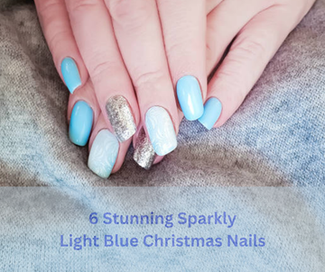 Sparkly Light Blue Christmas Nails