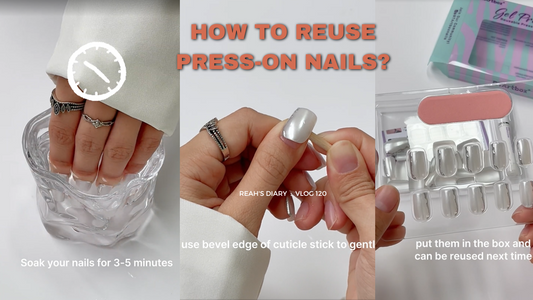 Various colorful press-on nails neatly arranged in a pattern.