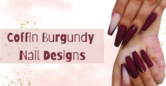 coffin burgundy nail designs