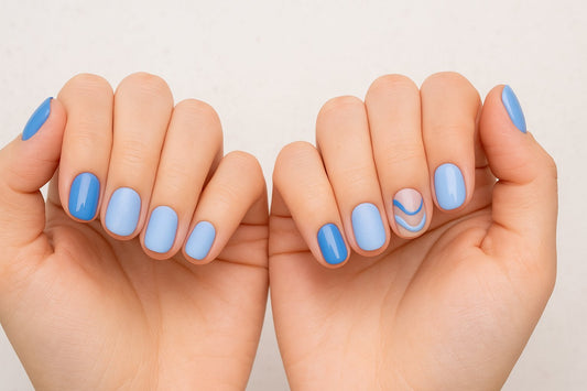short blue nail designs