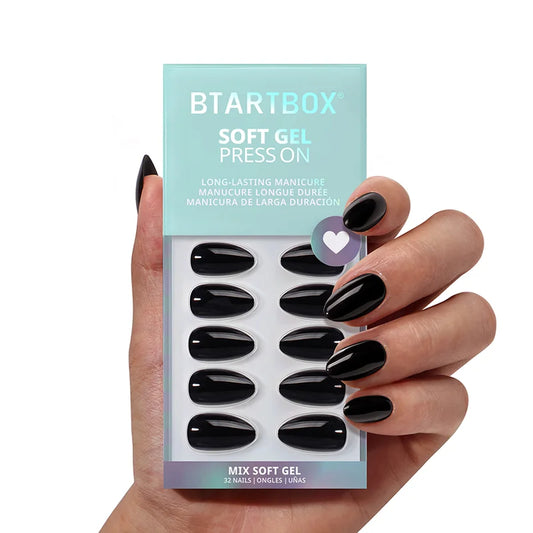 Black Velvet Almond Nails - Soft Gel Press On