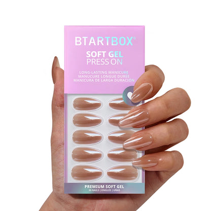 Chocolate Glazed Donut Almond Nails - Soft Gel Press On