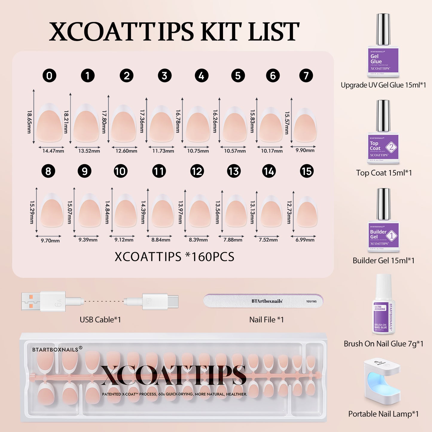 XCOATTIPS® French Kit - Extra Short Almond