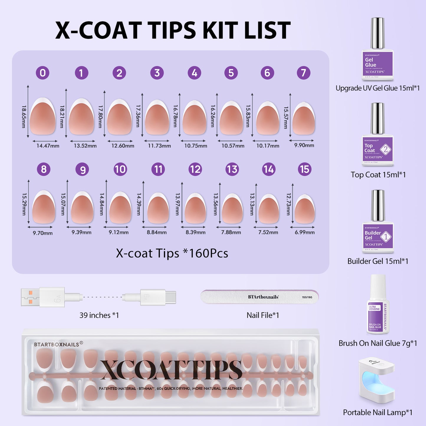 XCOATTIPS® French Kit - Extra Short Almond