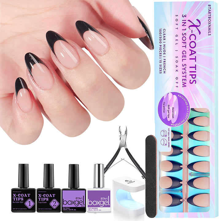  BTArtboxnails Soft Gel Nail Tips - 3 in 1 X-coat Tips French  Tip Press On Nails(Top Coat Needed), Short White Press on Nails, Nude  Acrylic Nail Tips Fake Nails In 15