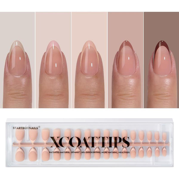 XCOATTIPS® French - Peach Short Almond Pastel Tips - 160pcs 16 sizes