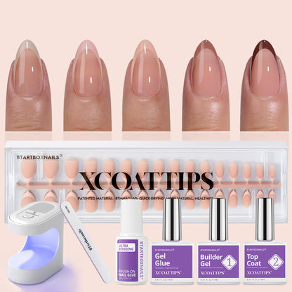 XCOATTIPS® French - Peach Short Almond Pastel Tips