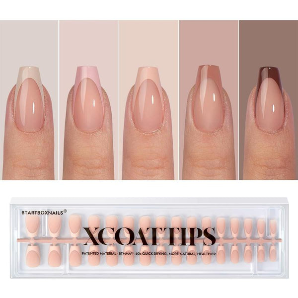 XCOATTIPS® French - Peach Short Coffin Pastel Tips - 160pcs 16 sizes