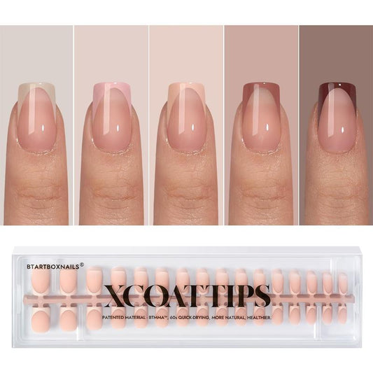 XCOATTIPS® French - Peach Short Square Pastel Tips - 160pcs 16 sizes (New Package)