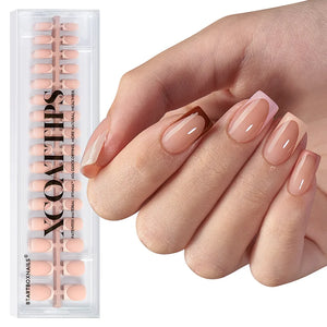 Brown Square French Tips Nails