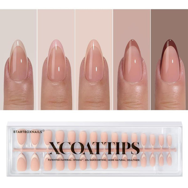 XCOATTIPS® French - Peach Medium Almond Pastel Tips - 150pcs 15 sizes